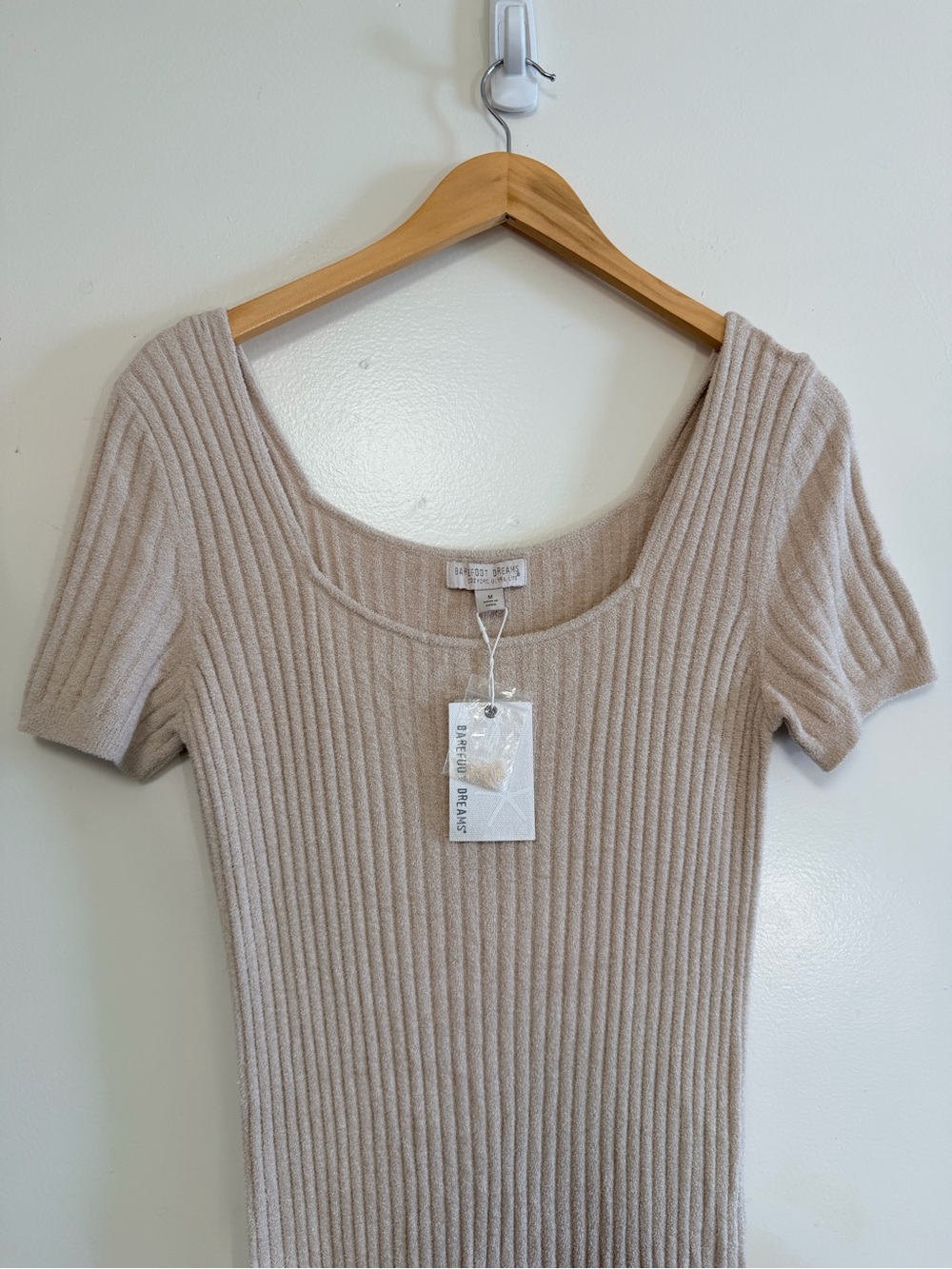 Barefoot Dreams CozyChic Ultra Lite Rib Midi Dress in Stone Medium NWT - Picture 6 of 11